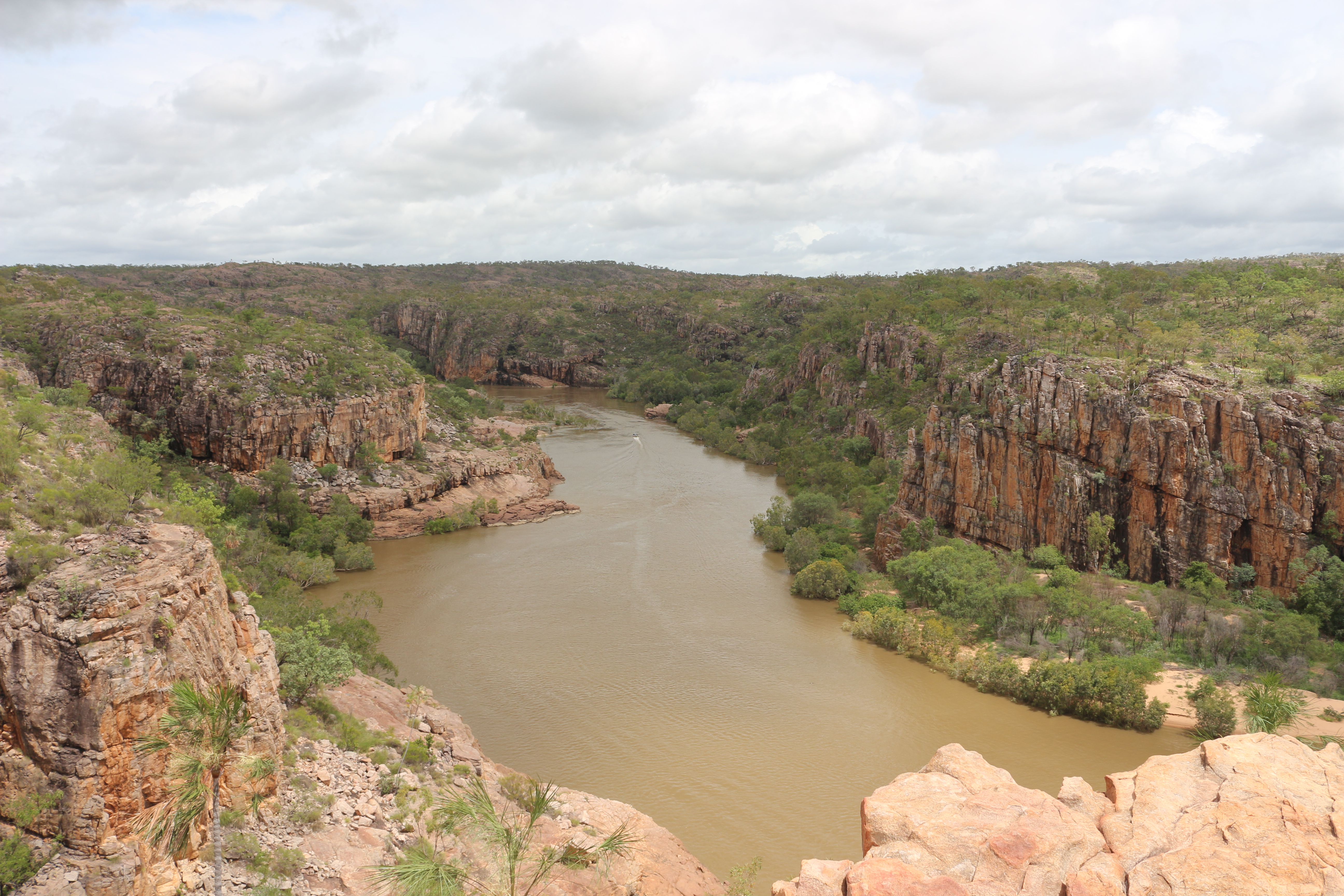 The Katherine River snakes through high cliffs.